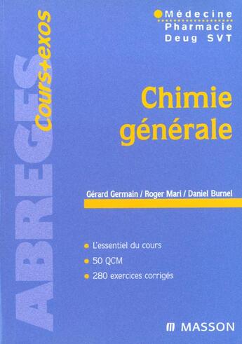 Couverture du livre « Chimie generale » de Germain/Mari/Burnel aux éditions Elsevier-masson