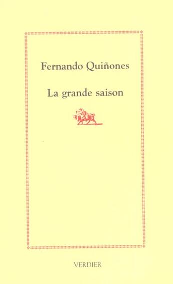 Couverture du livre « La grande saison » de Fernando Quinones aux éditions Verdier