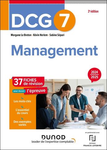 Couverture du livre « DCG 7 Management - Fiches de révision - 3e éd. » de Sabine Separi et Kevin Herlem et Morgane Le Breton aux éditions Dunod