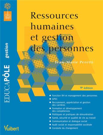 Couverture du livre « Ressources humaines et gestion des personnes (9e édition) » de Jean-Marie Peretti aux éditions Vuibert