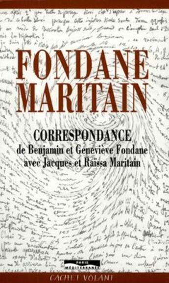 Couverture du livre « Correspondance Fondane-Maritain » de Benjamin Fondane aux éditions Paris-mediterranee