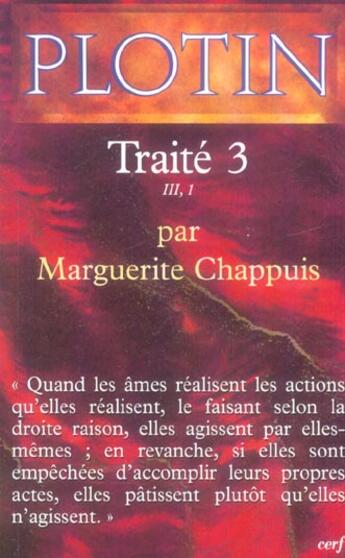 Couverture du livre « Traité 3 -(III, 1) » de Plotin aux éditions Cerf