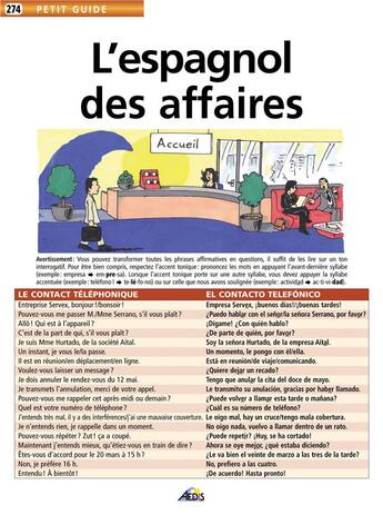 Couverture du livre « L'espagnol des affaires » de  aux éditions Aedis