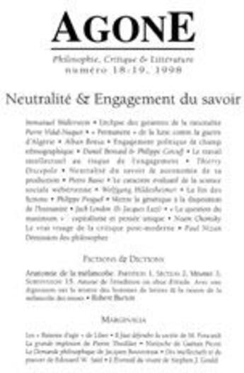 Couverture du livre « Neutralité & engagement du savoir » de  aux éditions Agone