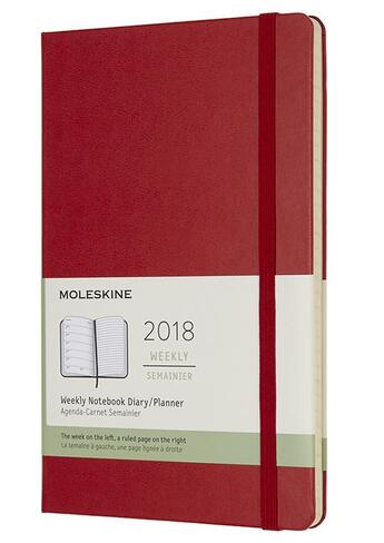 Couverture du livre « Agenda 2018 semainier grand format rigide rouge » de  aux éditions Moleskine