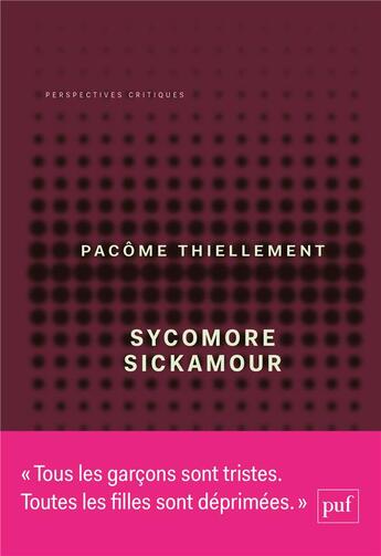 Couverture du livre « Sycomore sickamour » de Pacome Thiellement aux éditions Puf