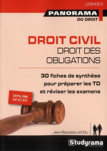 Couverture du livre « Droit civil ; droit des obligations » de Jean-Baptiste Laydu aux éditions Studyrama