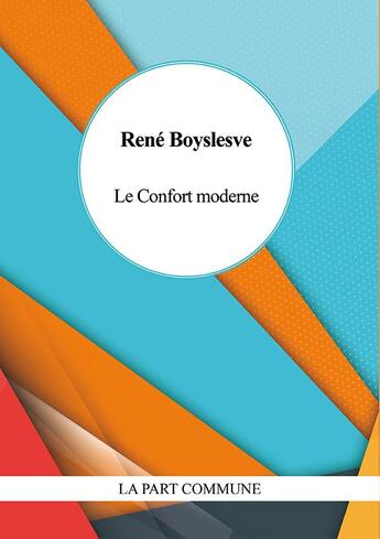 Couverture du livre « Le confort moderne » de Rene Boylesve aux éditions La Part Commune