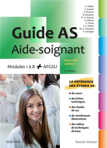 Couverture du livre « Aide-soignant - modules 1 a 8 + afgsu. avec videos (4e édition) » de Muller/Gassier aux éditions Elsevier-masson