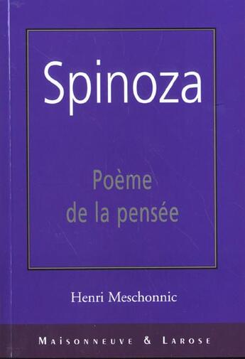 Couverture du livre « Spinoza » de Meschonnic Henr aux éditions Maisonneuve Larose