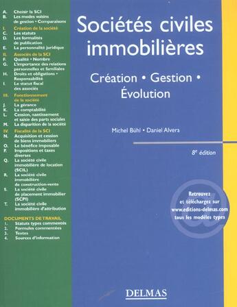 Couverture du livre « Societes Civiles Immobilieres : Creation, Gestion, Evolution ; 8e Edition » de Michel Buhl et Daniel Alvera aux éditions Delmas