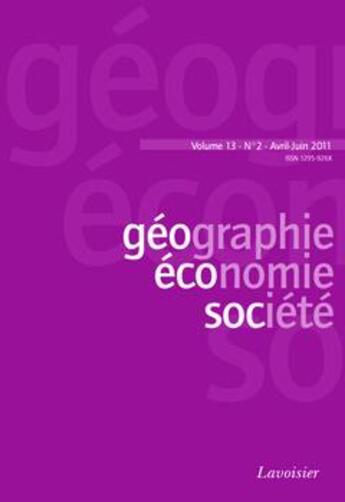 Couverture du livre « Geographie economie societe vol 13 n 2 avriljuin 2011 » de  aux éditions Tec Et Doc