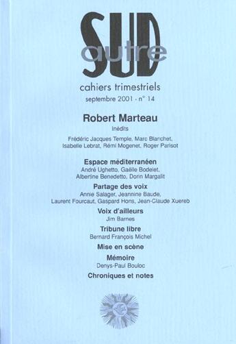 Couverture du livre « Autre sud no14 : marteau robert » de  aux éditions Autres Temps