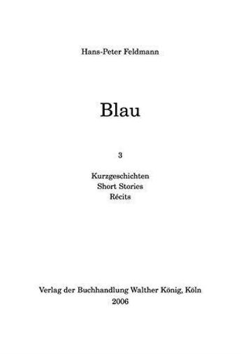 Couverture du livre « Hans-peter feldmann : blau /anglais/allemand » de Feldmann Hans P aux éditions Walther Konig