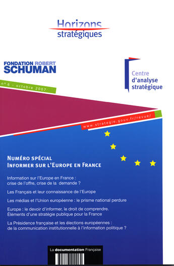 Couverture du livre « Informer sur l'Europe en France » de  aux éditions Documentation Francaise