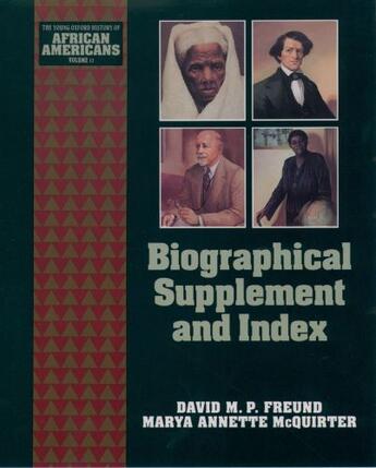 Couverture du livre « Biographical Supplement and Index » de Mcquirter Marya Annette aux éditions Oxford University Press Usa