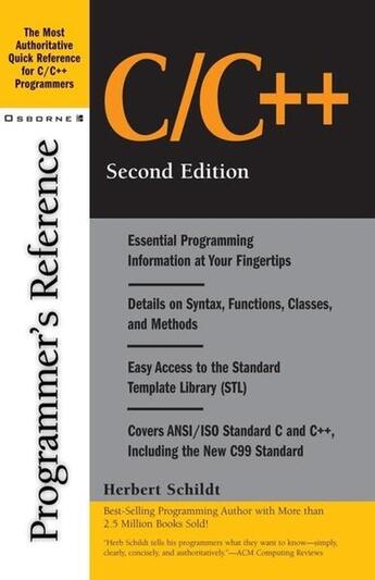 Couverture du livre « C/c++ programmer's reference » de Schildt Herbert aux éditions Mcgraw-hill Education