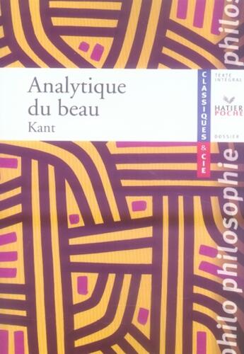 Couverture du livre « Analytique du beau » de Emmanuel Kant aux éditions Hatier