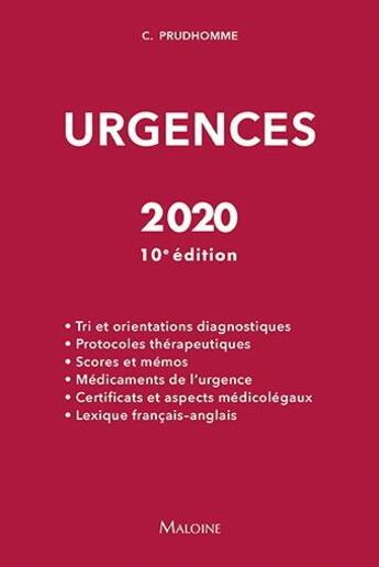 Couverture du livre « Urgences, 10e ed. » de Christophe Prudhomme aux éditions Maloine