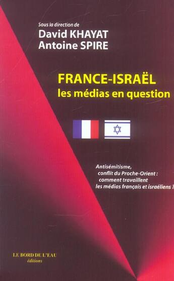Couverture du livre « France-isarel,les medias en question » de  aux éditions Bord De L'eau