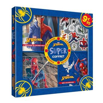 Couverture du livre « Marvel - super coffret - histoire, coloriages, stickers, puzzle » de  aux éditions Disney Hachette