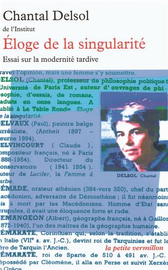 Couverture du livre « Éloge de la singularité ; essai sur la modernité tardive » de Chantal Delsol aux éditions Table Ronde