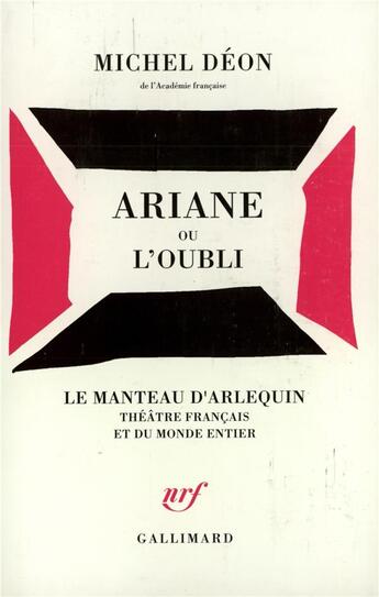 Couverture du livre « Ariane ou L'oubli » de Michel Deon aux éditions Gallimard