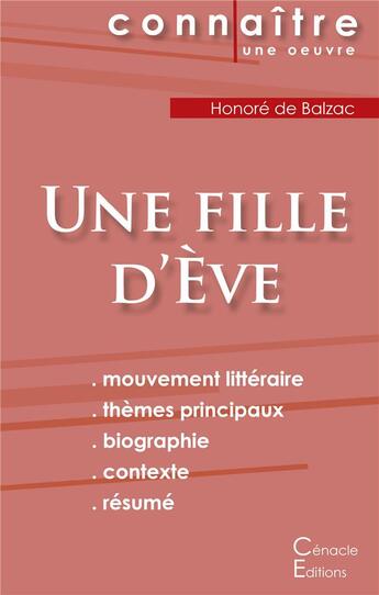 Couverture du livre « Une fille d'Eve, d'Honoré de Balzac » de  aux éditions Editions Du Cenacle