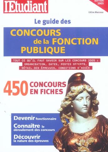 Couverture du livre « Le guide des concours de la fonction publique (édition 2005) » de Celine Manceau aux éditions L'etudiant