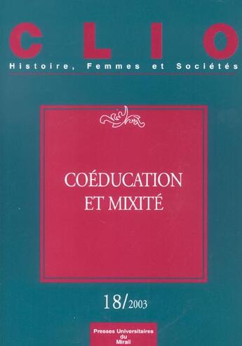 Couverture du livre « Coeducation et mixite revue clio n18 » de  aux éditions Pu Du Midi