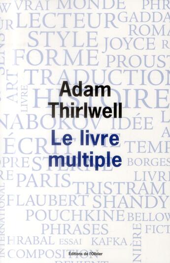 Couverture du livre « Le livre multiple » de Adam Thirlwell aux éditions Editions De L'olivier