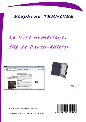 Couverture du livre « Le livre numérique, fils de l'auto-édition » de Stephane Ternoise aux éditions Jean-luc Petit Editions