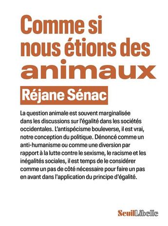 Couverture du livre « Comme si nous étions des animaux » de Senac aux éditions Seuil
