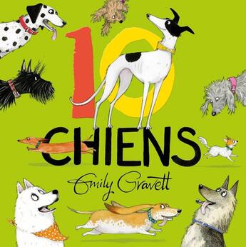 Couverture du livre « 10 chiens » de Emily Gravett aux éditions Kaleidoscope