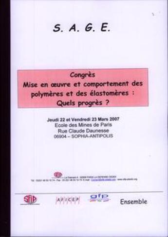 Couverture du livre « Congres. mise en oeuvre et comportement des polymeres et des elastomeres : quels progres ? jeudi 22 » de  aux éditions Lavoisier Diffusion