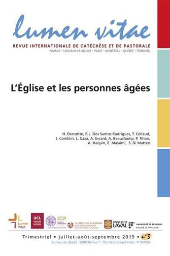 Couverture du livre « Lumen vitae 2019/3 l'eglise et les personnes agees » de  aux éditions Lumen Vitae