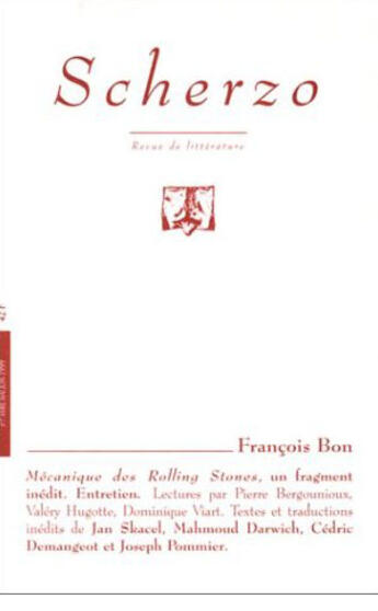 Couverture du livre « Scherzo n.07 1999 francois bon » de  aux éditions Puf