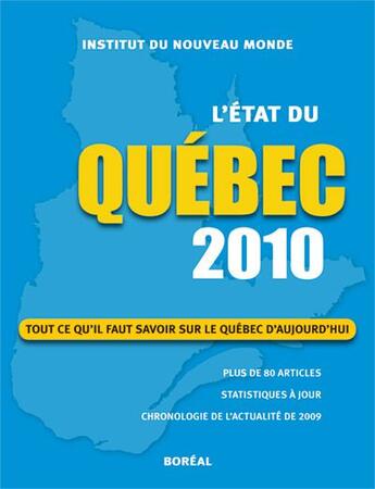 Couverture du livre « L'état du Québec 2010 » de  aux éditions Boreal