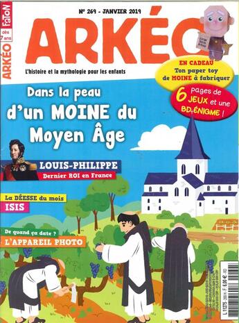 Couverture du livre « Arkeo junior n 269 dans la peau d'un moine au moyen-age - janvier 2019 » de  aux éditions Arkeo Junior