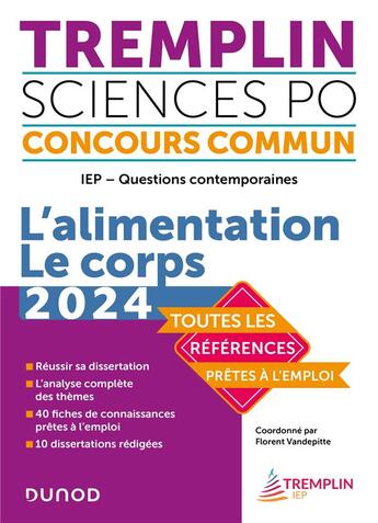 Couverture du livre « Tremplin concours iep questions contemporaines 2024 - l'alimentation. theme 2 » de Vandepitte/Leverbe aux éditions Dunod