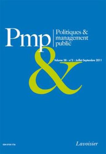 Couverture du livre « Politiques management public volume 28 n 3 juilletseptembre 2011 » de  aux éditions Tec Et Doc