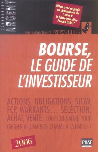 Couverture du livre « Bourse le guide de l'investisseur 2006 (édition 2006) » de Cercl Des Inves aux éditions Prat