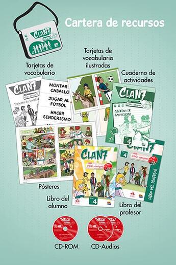 Couverture du livre « CLAN 7 : con ¡hola, amigos! ; cartera de recursos para el profesor ; nivel 4 » de Maria Pilar Valero Ramirez et Instituto Cervantes et Inmaculada Gago Felipe aux éditions Edinumen