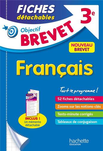 Couverture du livre « Objectif brevet 3e - fiches detachables francais » de Lisle Isabelle aux éditions Hachette Education