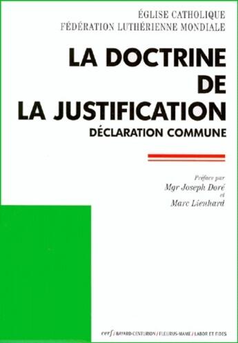 Couverture du livre « La doctrine de la justification ; déclaration commune » de  aux éditions Cerf