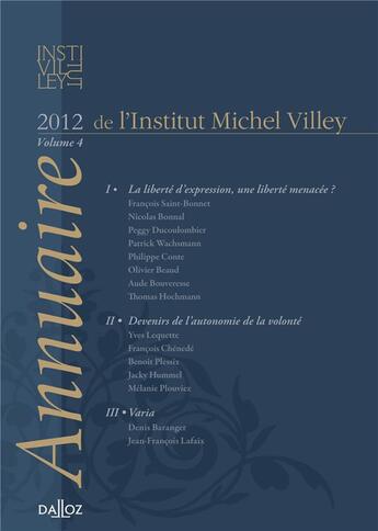 Couverture du livre « L'annuaire de l'institut Michel Villey t.4 » de  aux éditions Dalloz