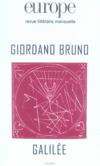 Couverture du livre « Revue Europe N.937 ; Giordano Bruno, Galilée » de  aux éditions Revue Europe