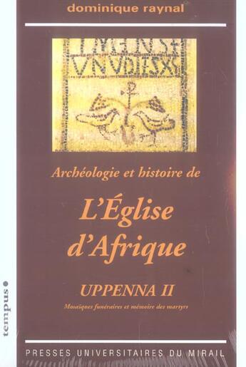 Couverture du livre « Archeologie et histoire de l'eglise . uppenna ii » de Raynal D aux éditions Pu Du Midi