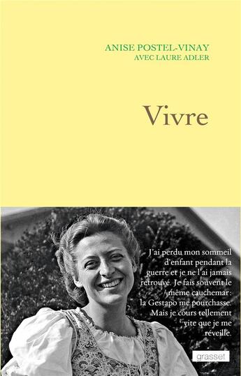 Couverture du livre « Vivre » de Laure Adler et Anise Postel-Vinay aux éditions Grasset