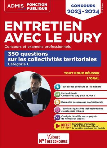 Couverture du livre « Entretien avec le jury : 340 questions sur les collectivités territoriales ; catégorie C » de Fabienne Geninasca aux éditions Vuibert